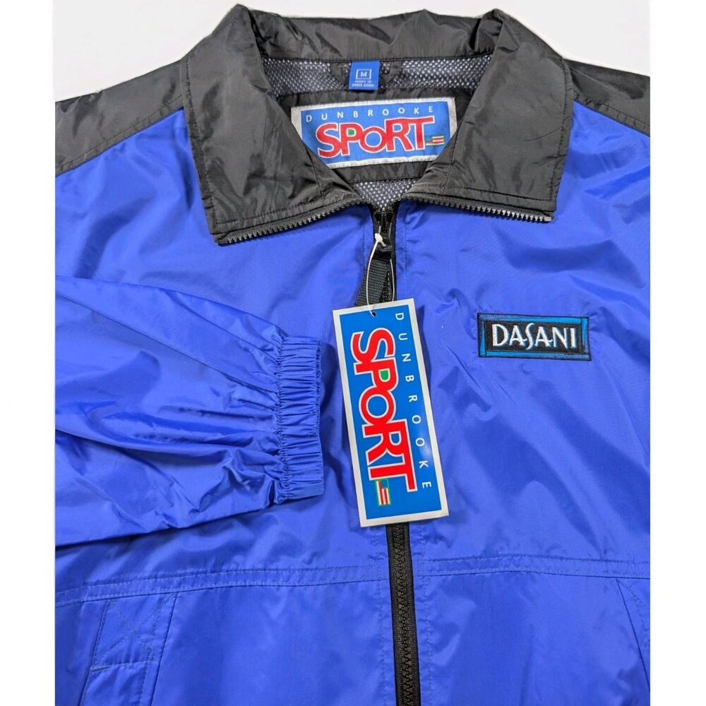 VTG Dasani Coca Cola Windbreaker Jacket M Blue Black Colorblock Full Zip Rare